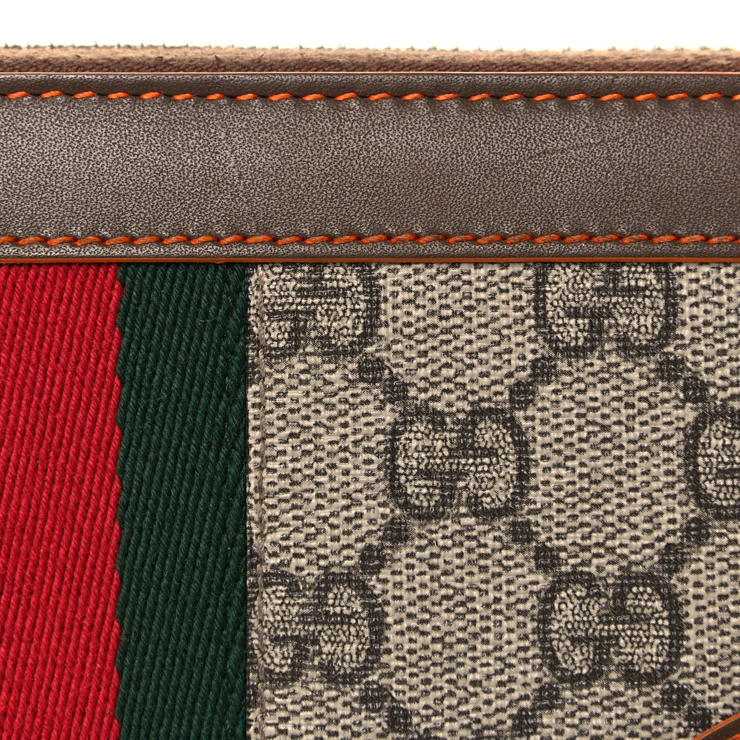 GG Supreme Monogram Web Zip Around Wallet Brown