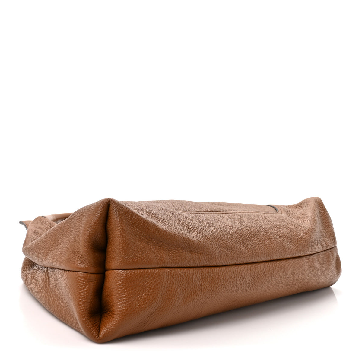 Grained Calfskin Softbit Maxi Shoulder Bag Brown