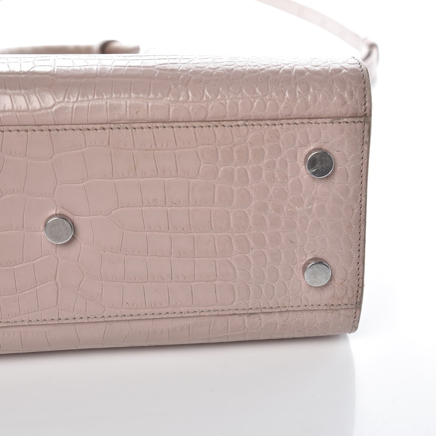 Saint Laurent Calfskin Crocodile Embossed Baby Sac De Jour Rose Antic 28 of 29