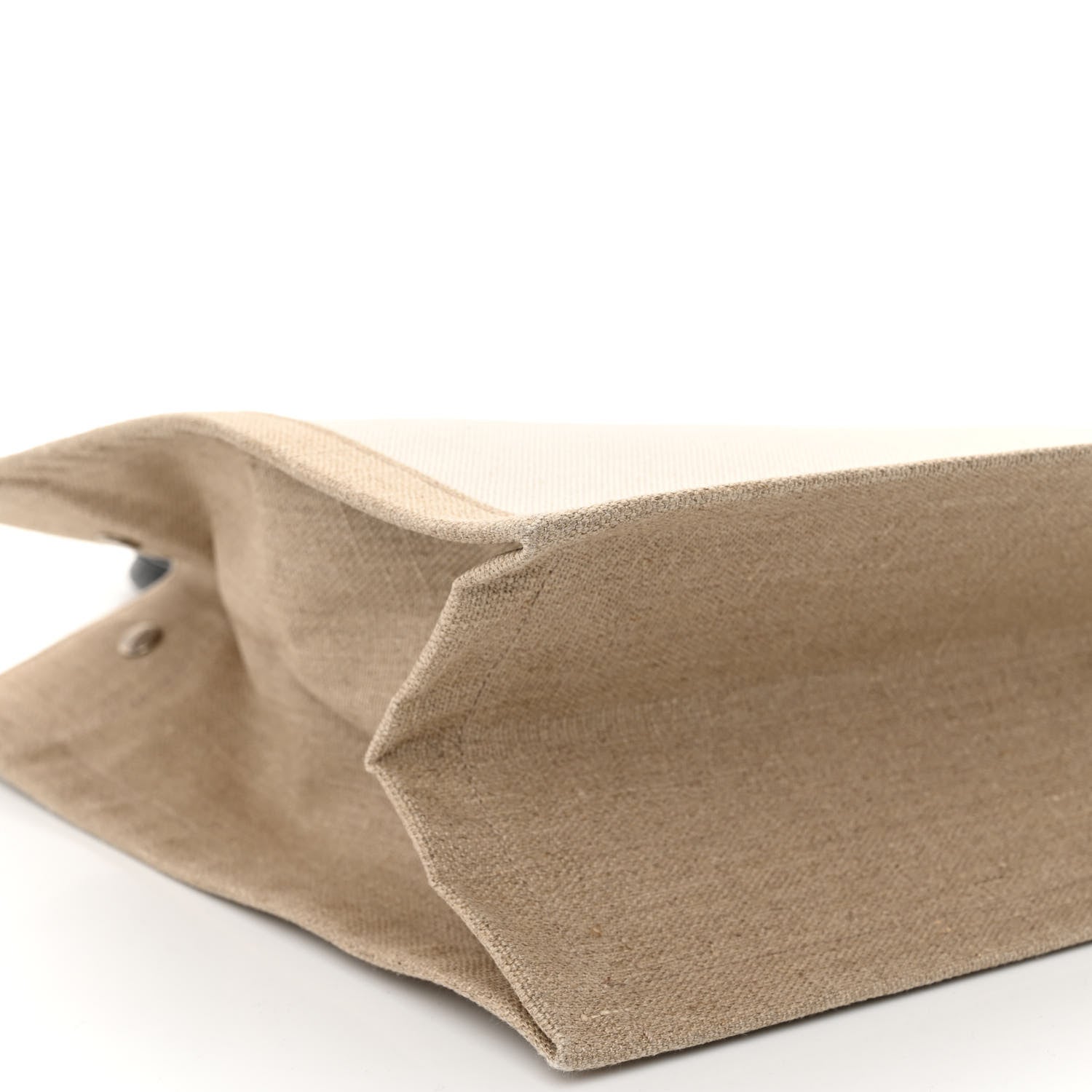 Saint Laurent Linen Calfskin Small Rive Gauche Tote Greggio Natural 8 of 9