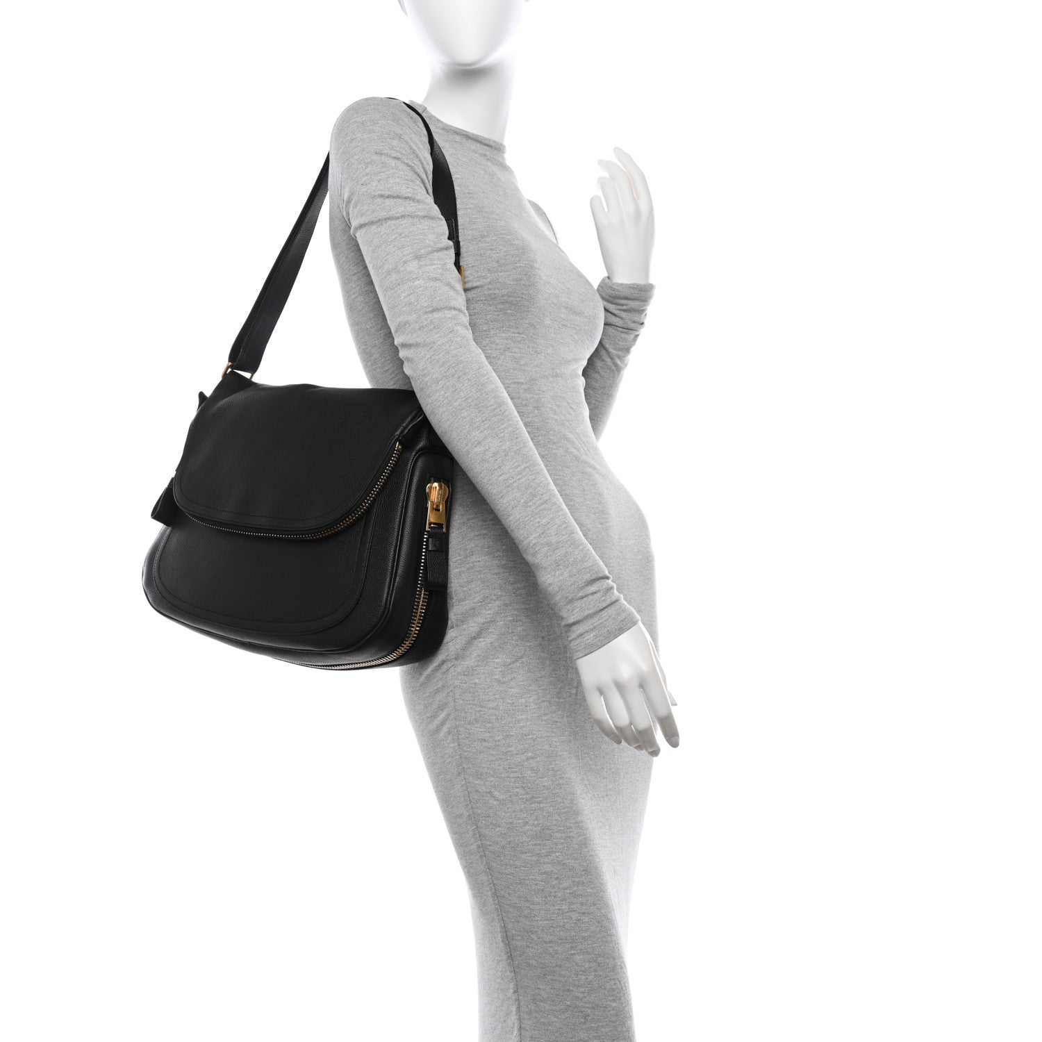 Tom Ford Grained Calfskin Large Jennifer Crossbody Bag Black 2 of 14