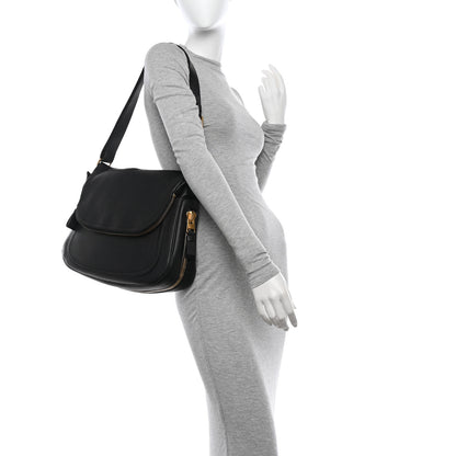 Tom Ford Grained Calfskin Large Jennifer Crossbody Bag Black 2 of 14