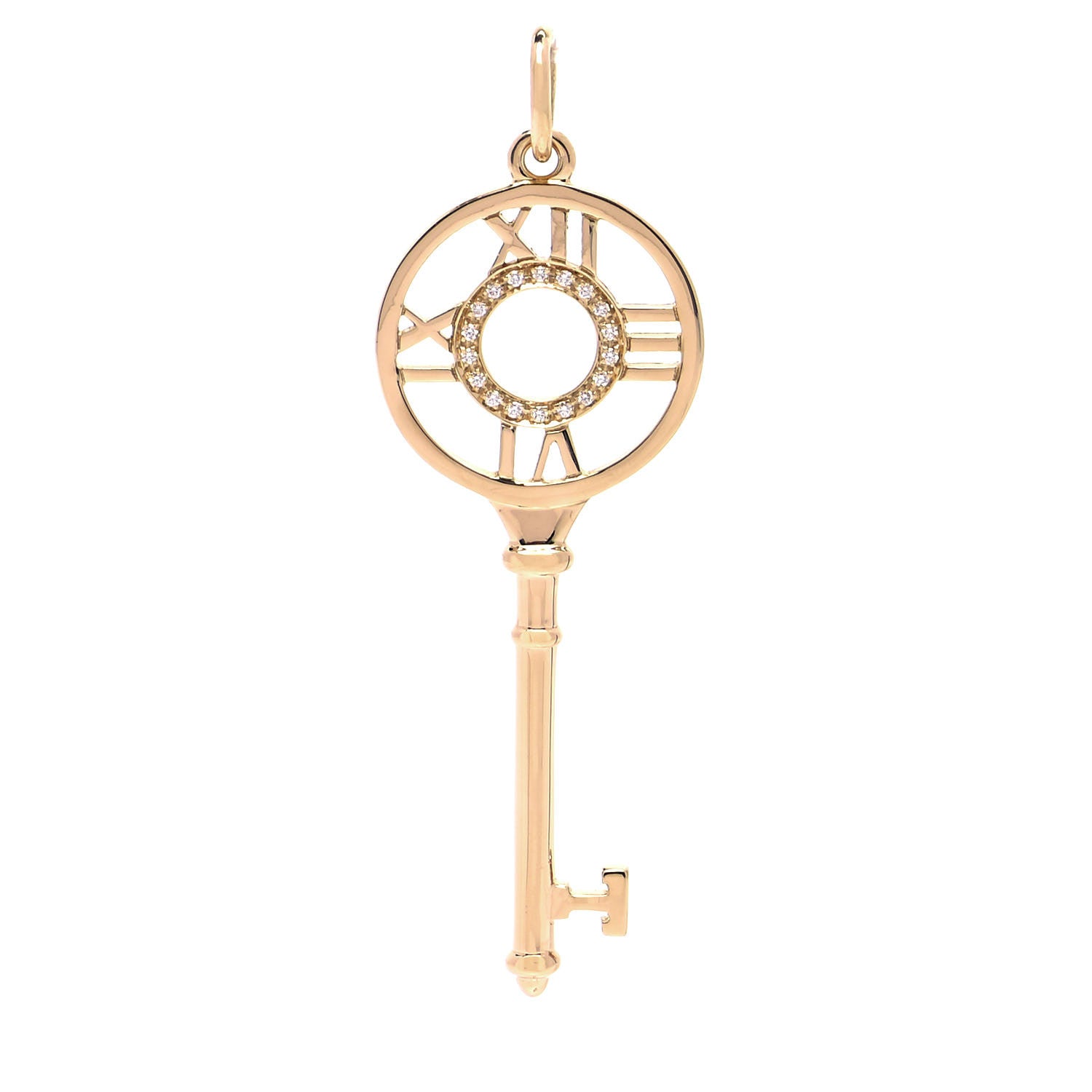 Tiffany 18K Yellow Gold Diamond Atlas Key Pendant 1 of 5
