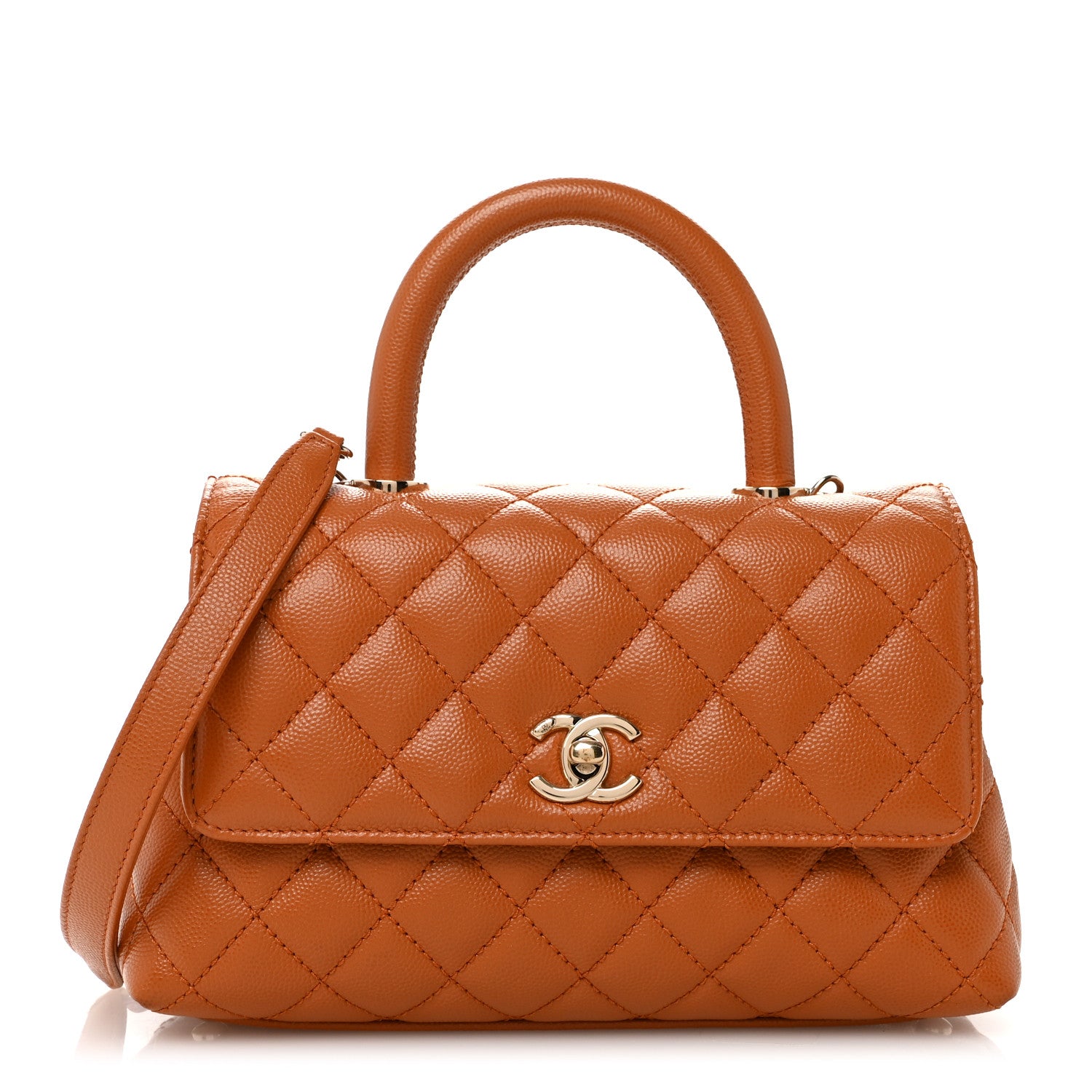 Chanel Caviar Quilted Mini Coco Handle Flap Light Brown 1 of 10