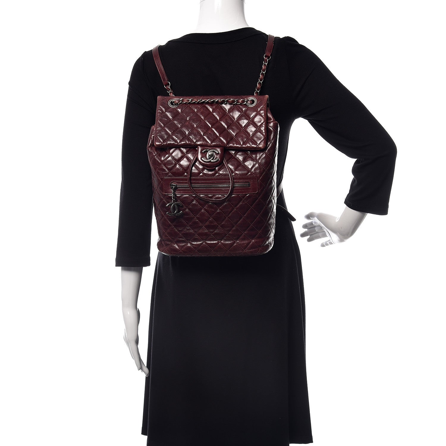 Chanel Glazed Calfskin Quilted Large Salzburg Backpack Burgundy 2 of 18