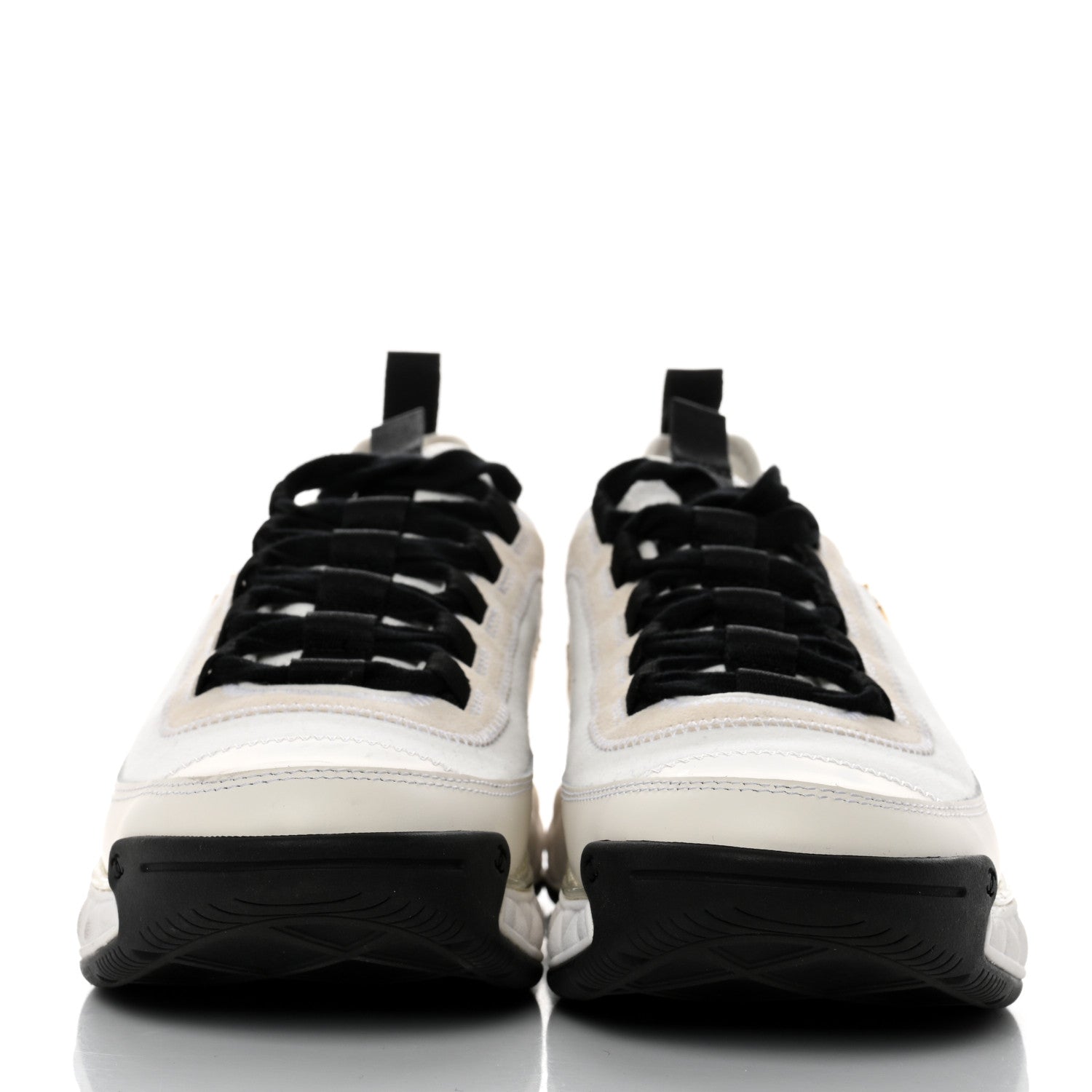 Chanel Velvet Calfskin Mixed Fibers CC Sneakers 39.5 Ivory Black 2 of 9