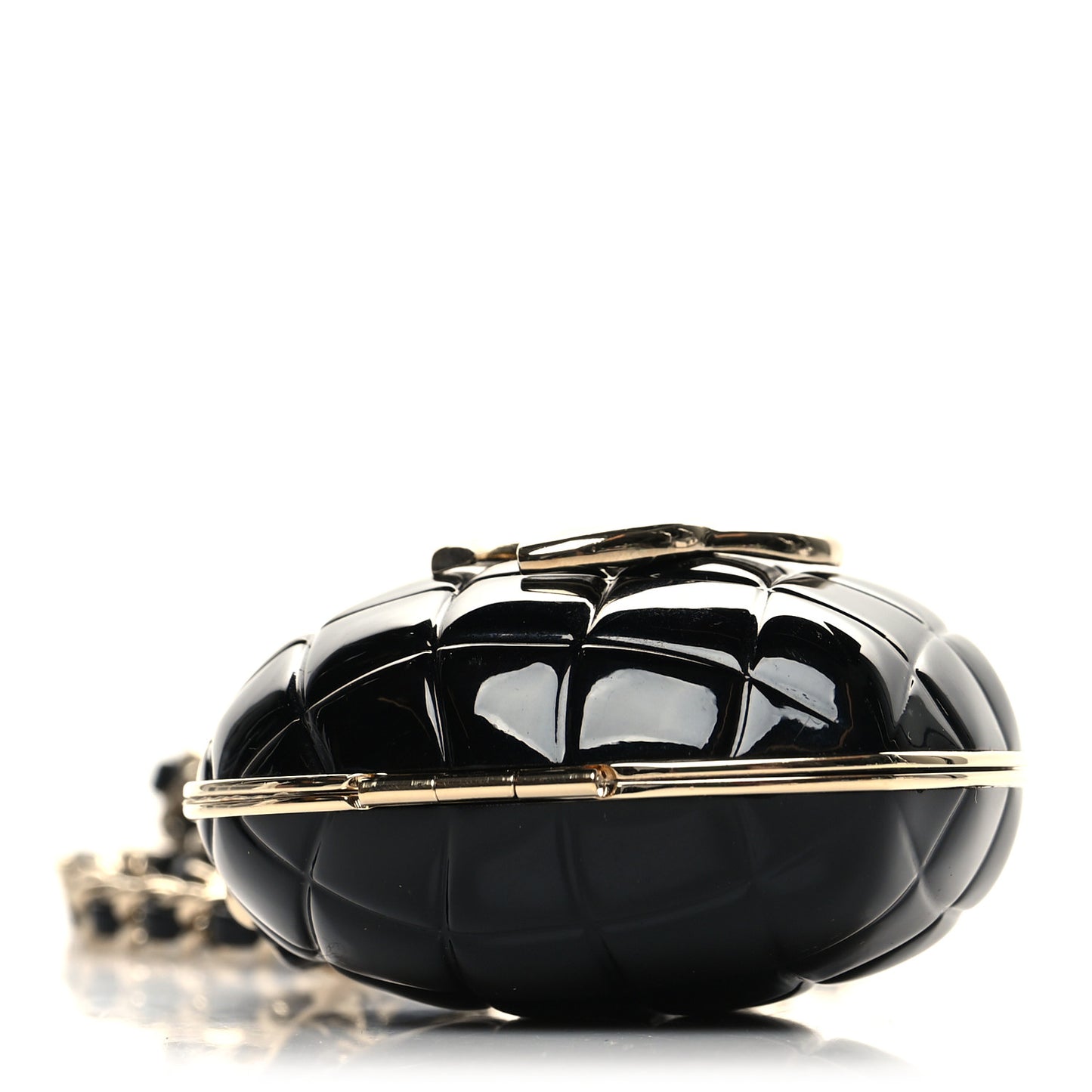Resin CC Heart Crossbody Locket Necklace Gold Black