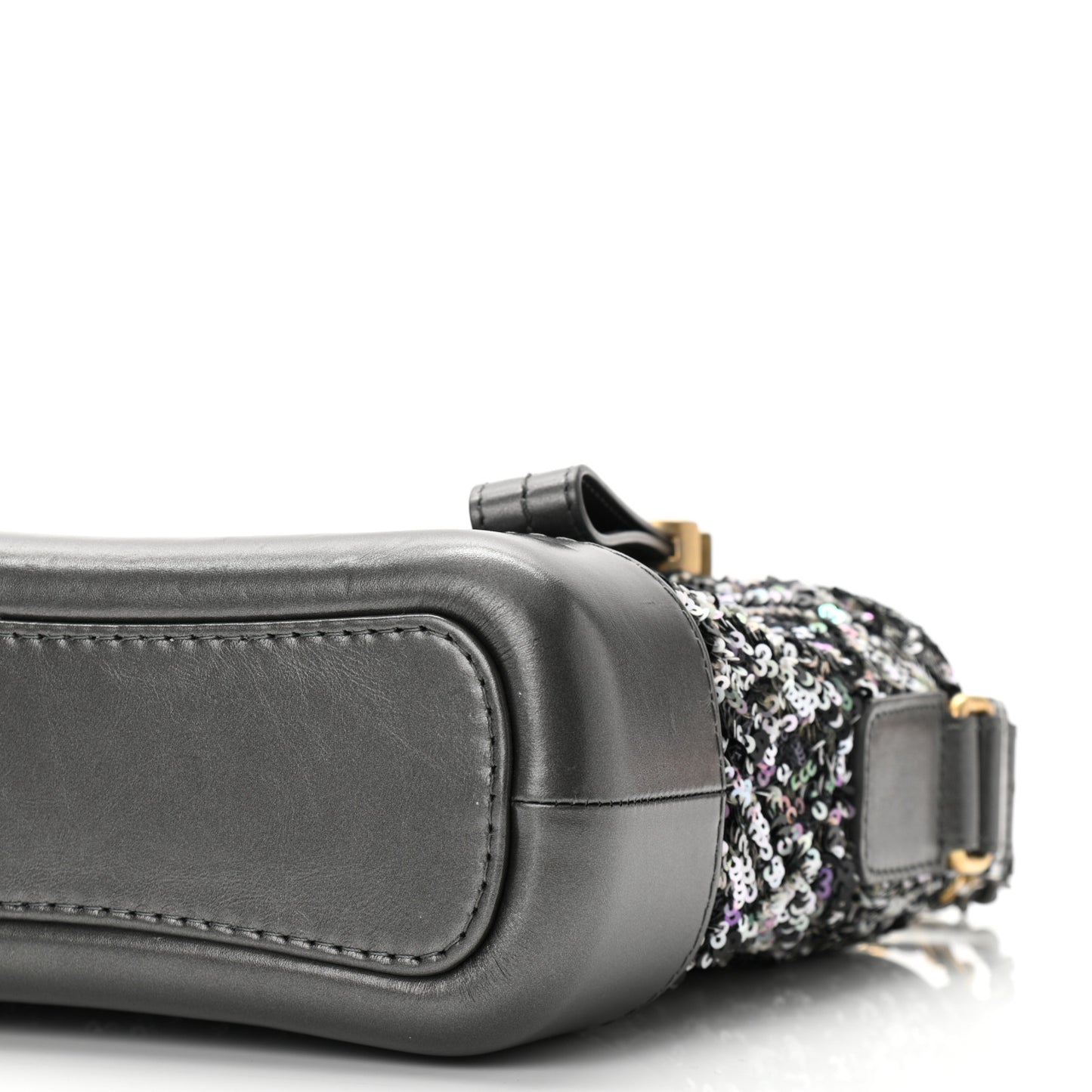 Sequin Calfskin Small Gabrielle Hobo Black