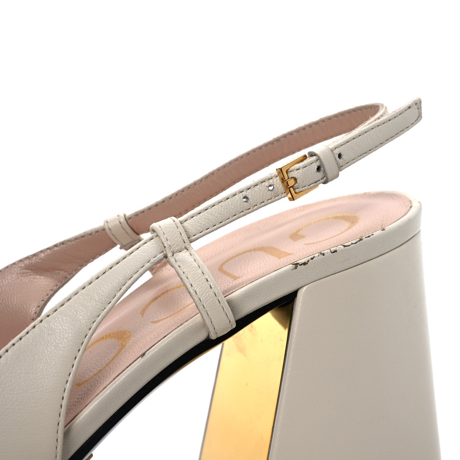 Gucci Malaga Kid Horsebit 75mm Slingback Pumps 39.5 Mystic White 10 of 14