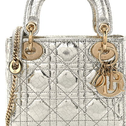 Christian Dior Metallic Crinkled Cannage Micro Lady Dior Silver 7 of 11