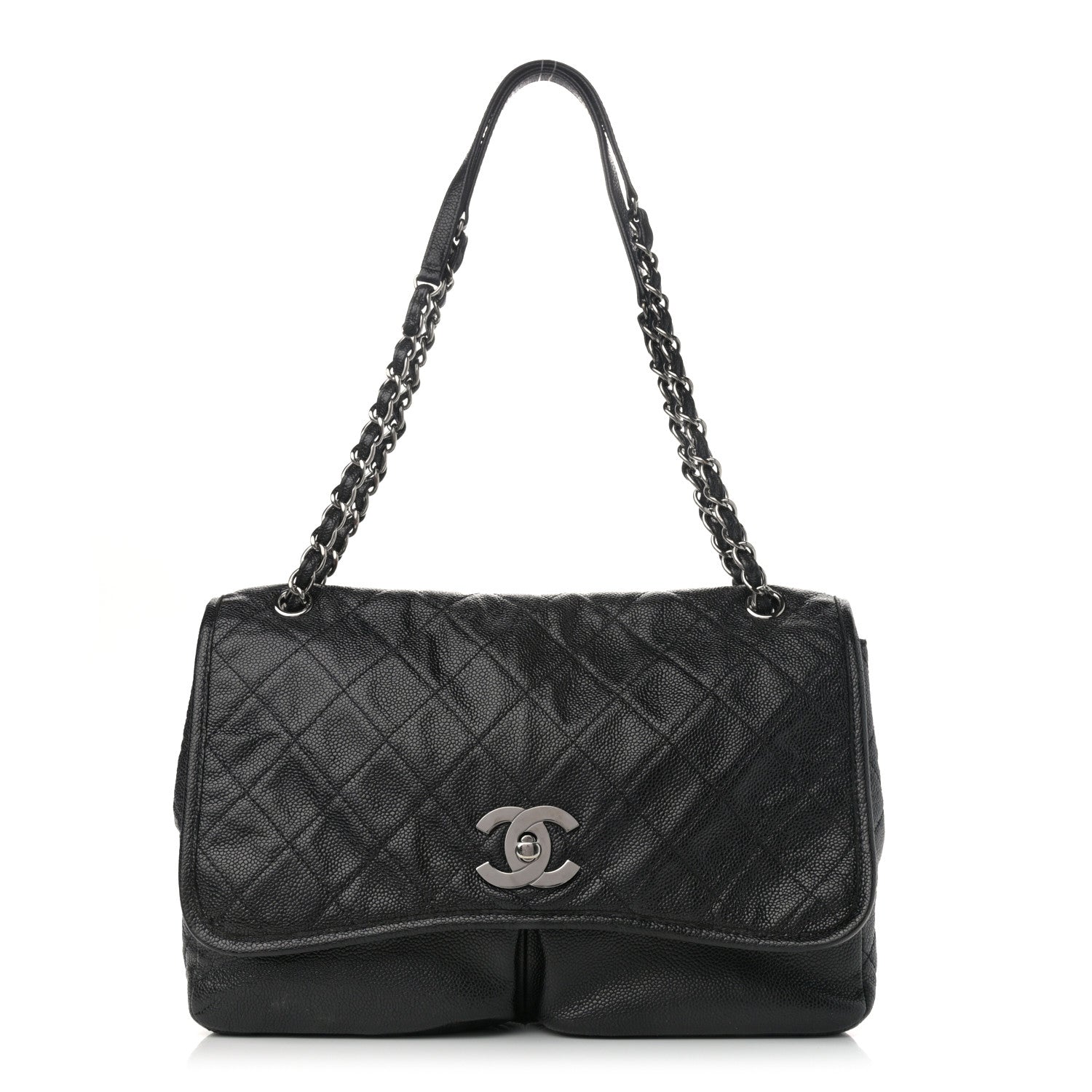 Chanel Grained Calfskin Large Natural Beauty Flap Black 1 of 12