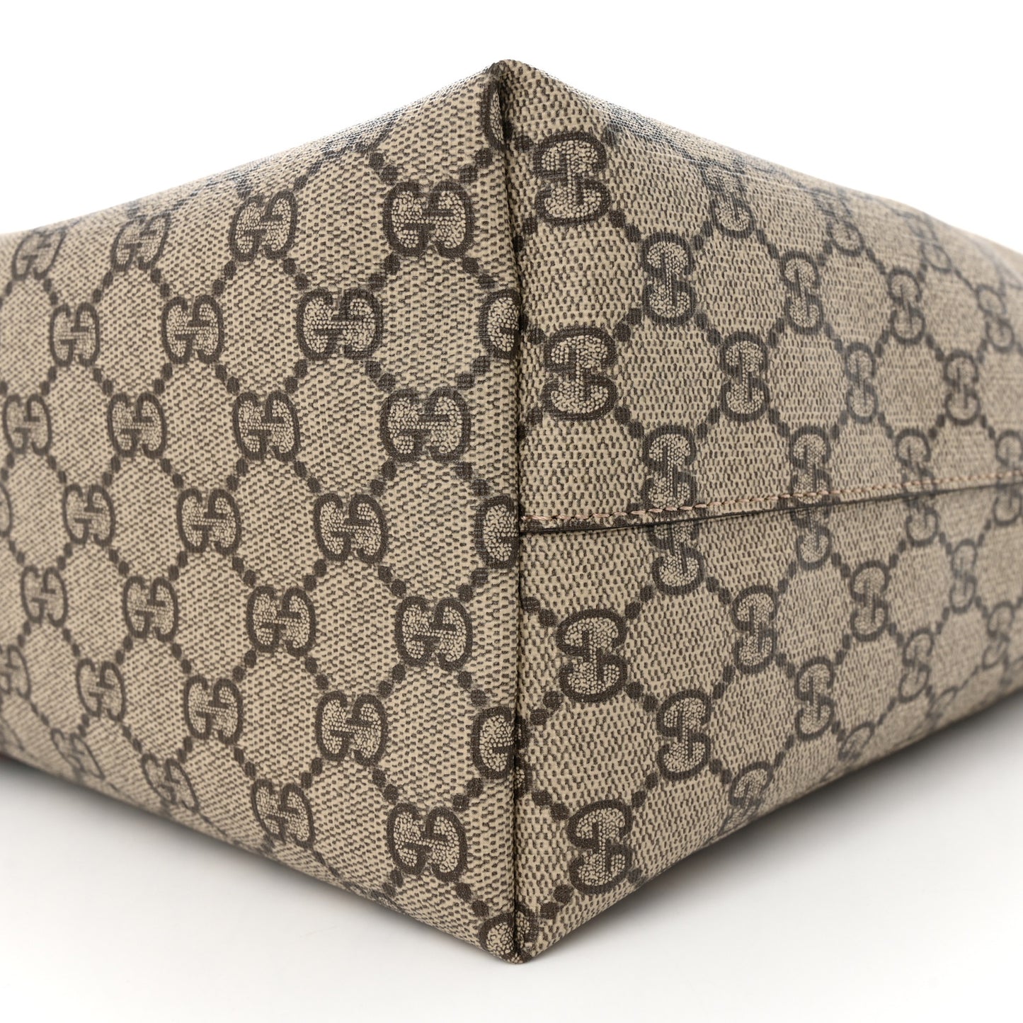 GG Supreme Monogram Textured Calfskin Web Medium Ophidia Shopping Tote Beige Ebony New Acero