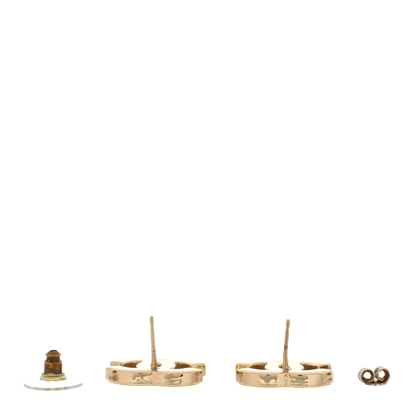 Metal Enamel CC Earrings Black Gold