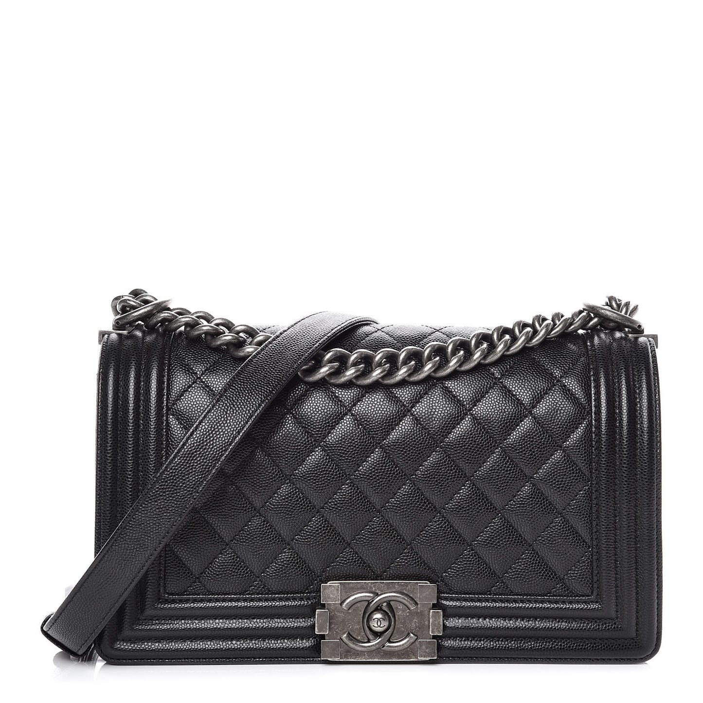 Caviar Quilted Medium Boy Flap Black