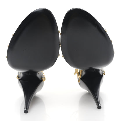 Saint Laurent Calfskin Chain Cristal Sandals 38.5 Black 5 of 9