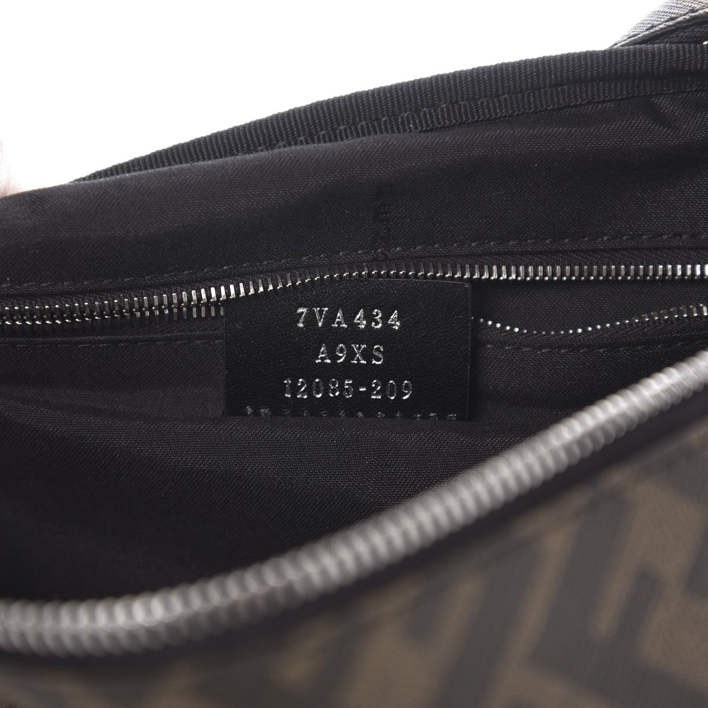 Glazed Fabric Vitello Liberty FF 1974 Diagonal Belt Bag Tobacco Moresco Black