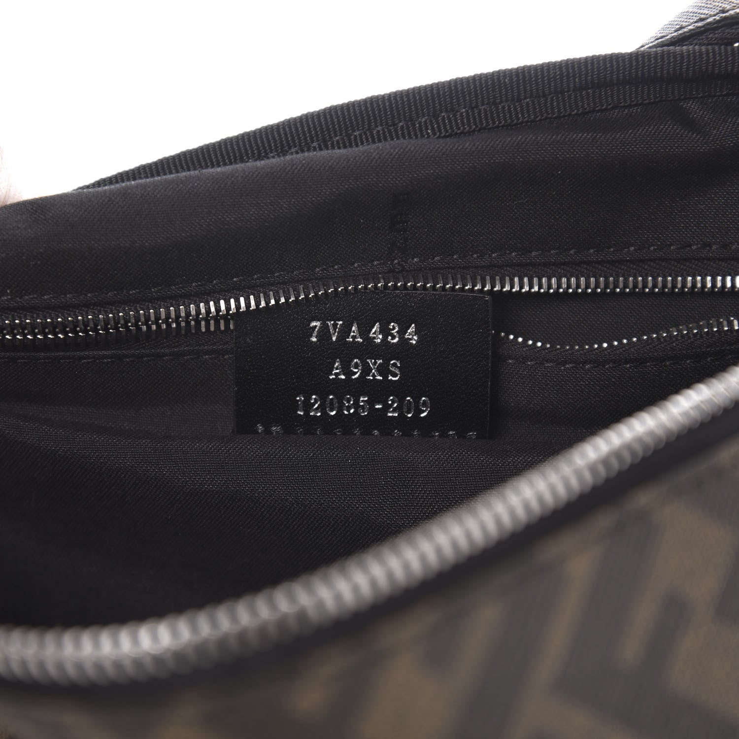 Fendi Glazed Fabric Vitello Liberty FF 1974 Diagonal Belt Bag Tobacco Moresco Black 6 of 9