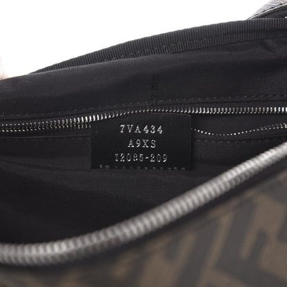 Fendi Glazed Fabric Vitello Liberty FF 1974 Diagonal Belt Bag Tobacco Moresco Black 6 of 9