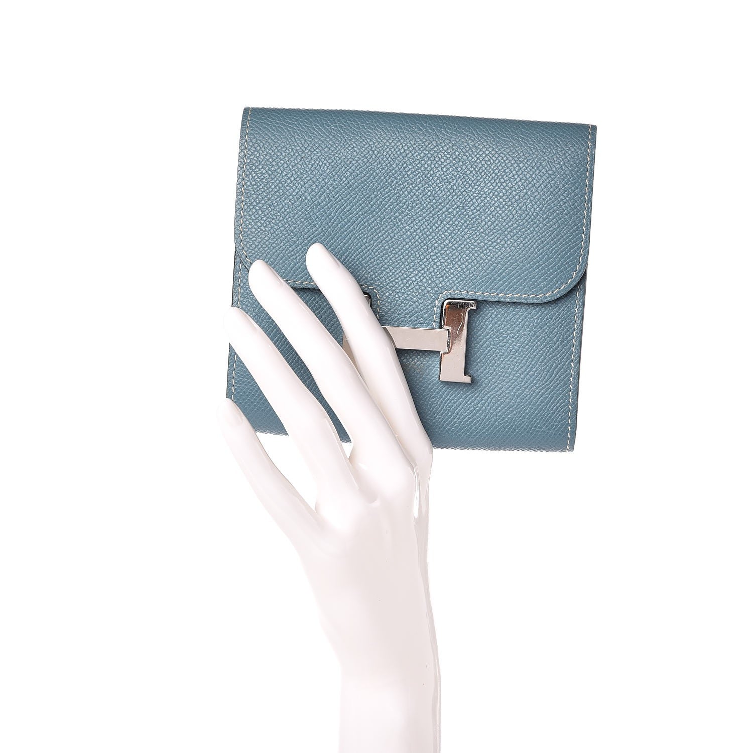 Hermes Epsom Constance Short Wallet Blue Jean 2 of 10