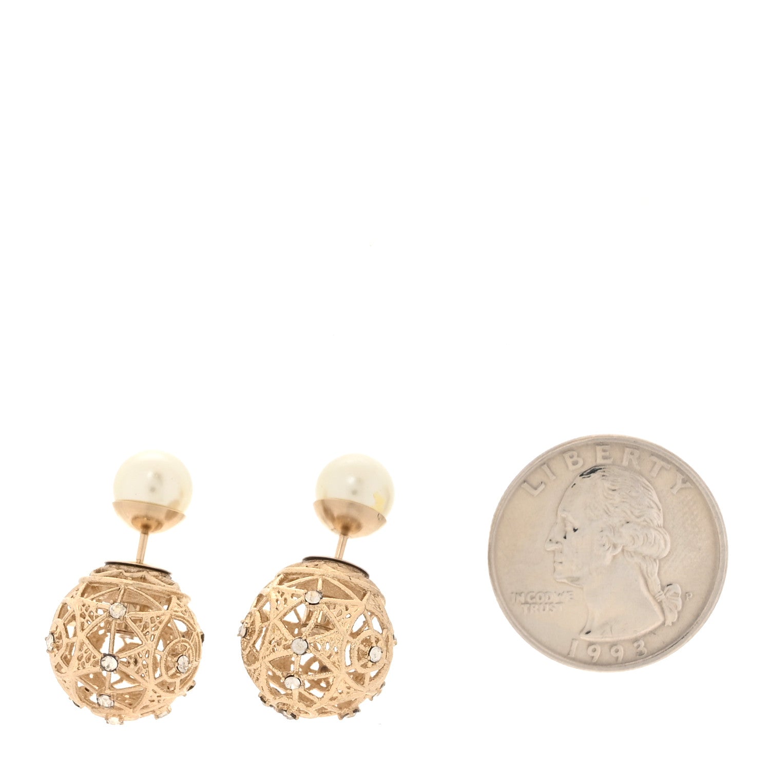 Christian Dior Crystal Cannage Mise En Dior Tribal Earrings Gold 2 of 5
