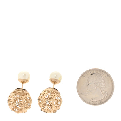 Christian Dior Crystal Cannage Mise En Dior Tribal Earrings Gold 2 of 5