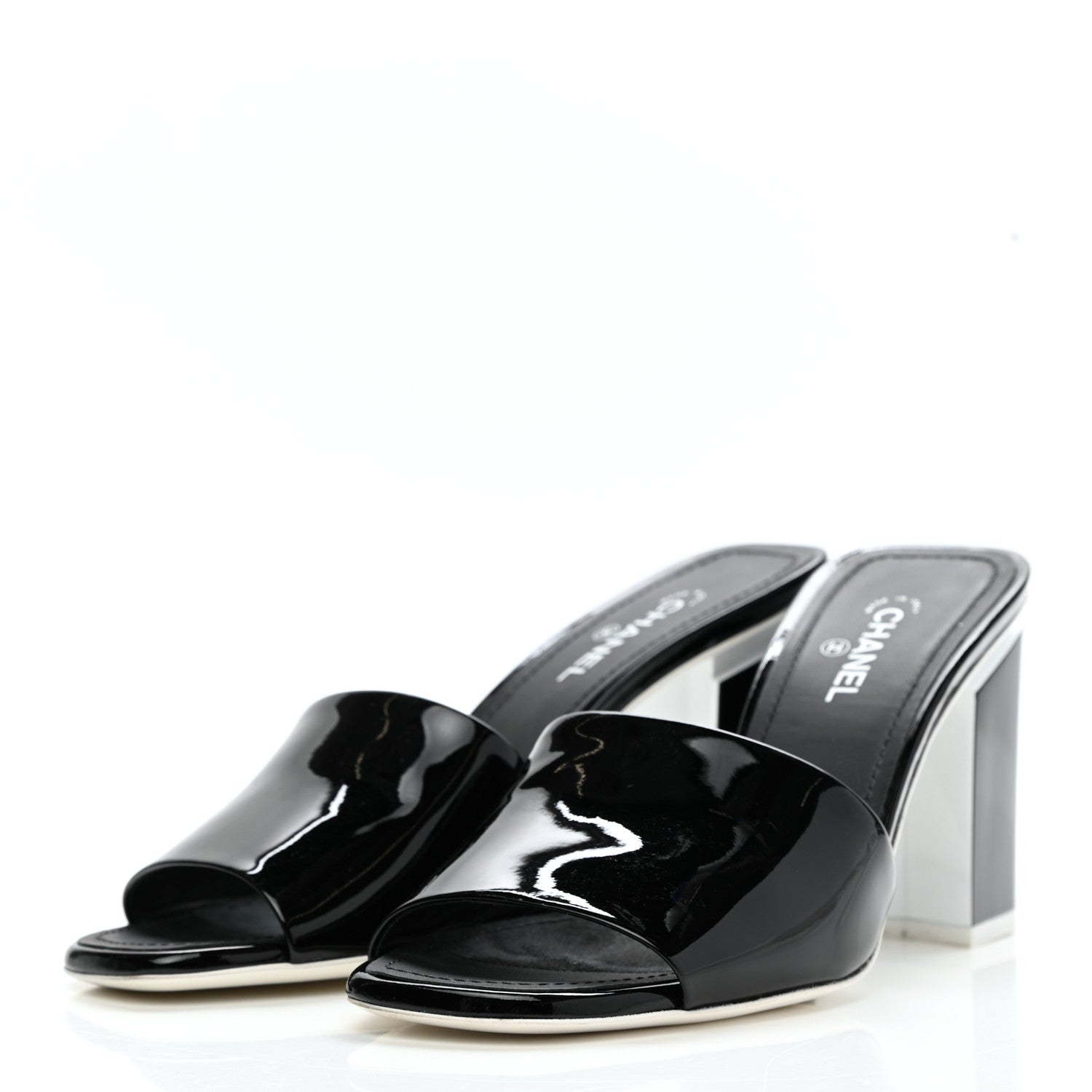 Chanel Patent Calfskin Mule 37.5 Black White 3 of 10