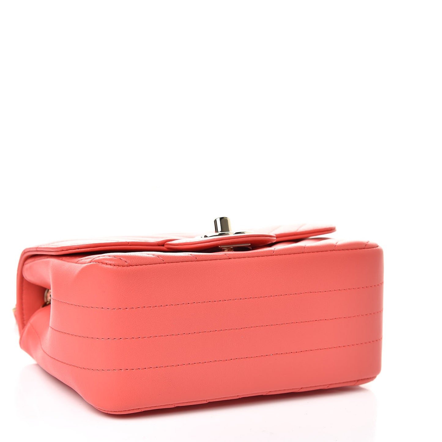 Lambskin Chevron Quilted Mini Square Flap Coral