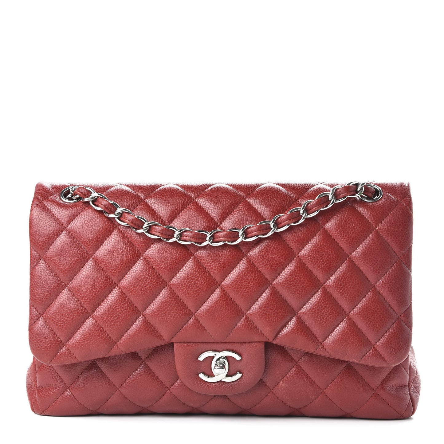 Caviar Quilted Jumbo Double Flap Red