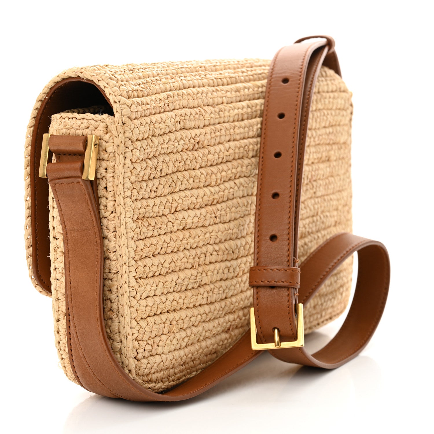 Saint Laurent Raffia Calfskin Medium Monogram Solferino Satchel 3 of 12
