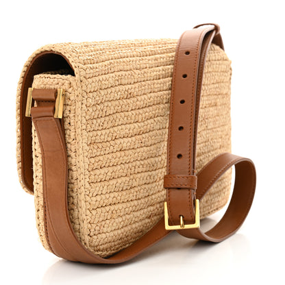 Saint Laurent Raffia Calfskin Medium Monogram Solferino Satchel 3 of 12