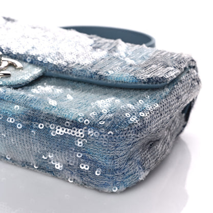 Chanel Sequin Mini Waterfall Flap Light Blue 10 of 10