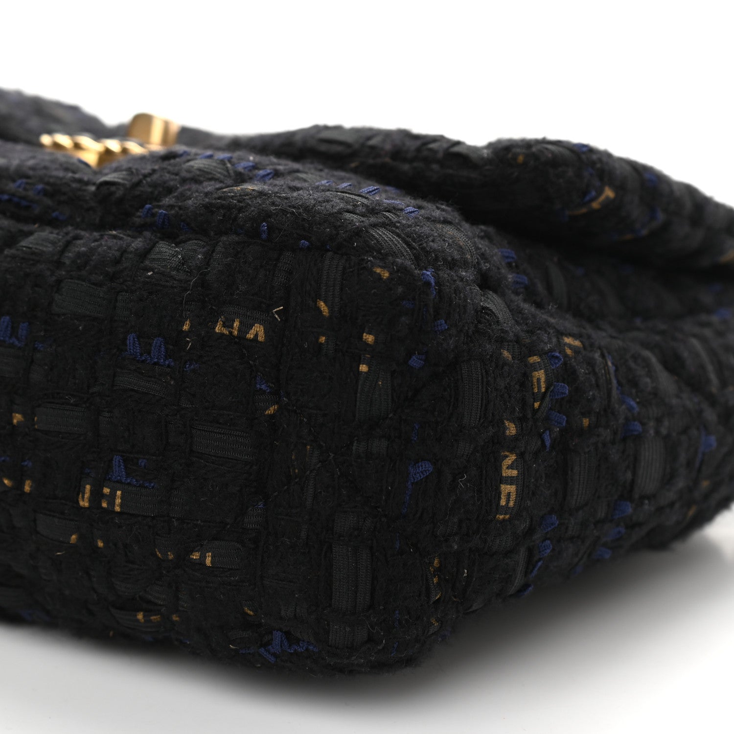 Chanel Tweed Quilted Medium Chanel 19 Flap Black Navy Gold 9 of 9