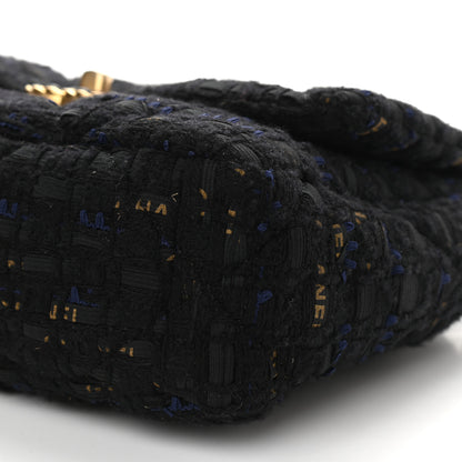 Chanel Tweed Quilted Medium Chanel 19 Flap Black Navy Gold 9 of 9