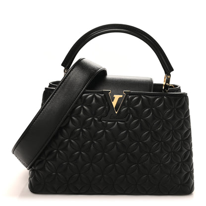 Louis Vuitton Lambskin Quilted Flower Capucines PM Black 1 of 9