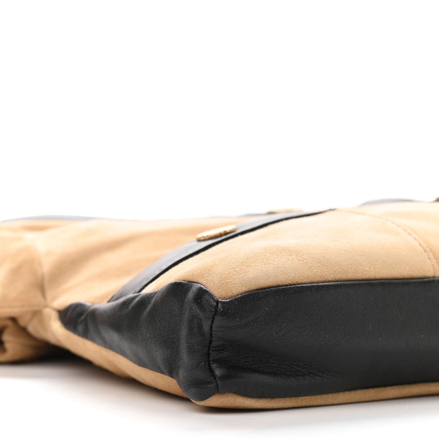 Suede Lambskin Small Girl Bag Beige Black