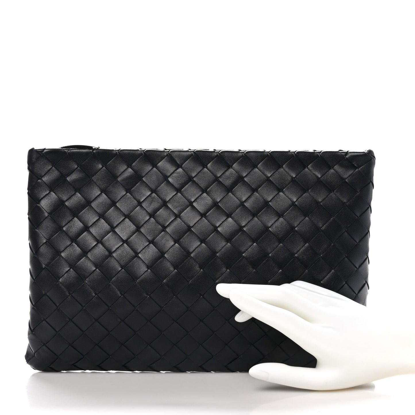 Nappa Intrecciato Medium Zip Pouch Black