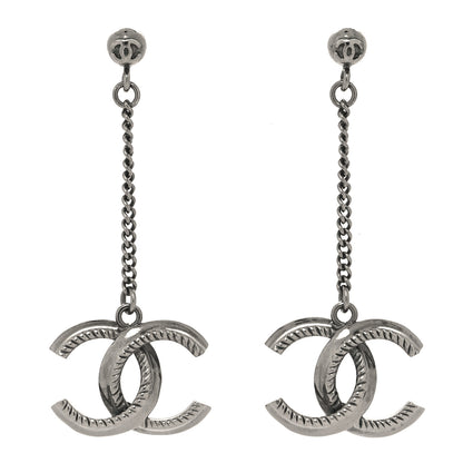 Chanel CC Drop Earrings Ruthenium 1 of 4
