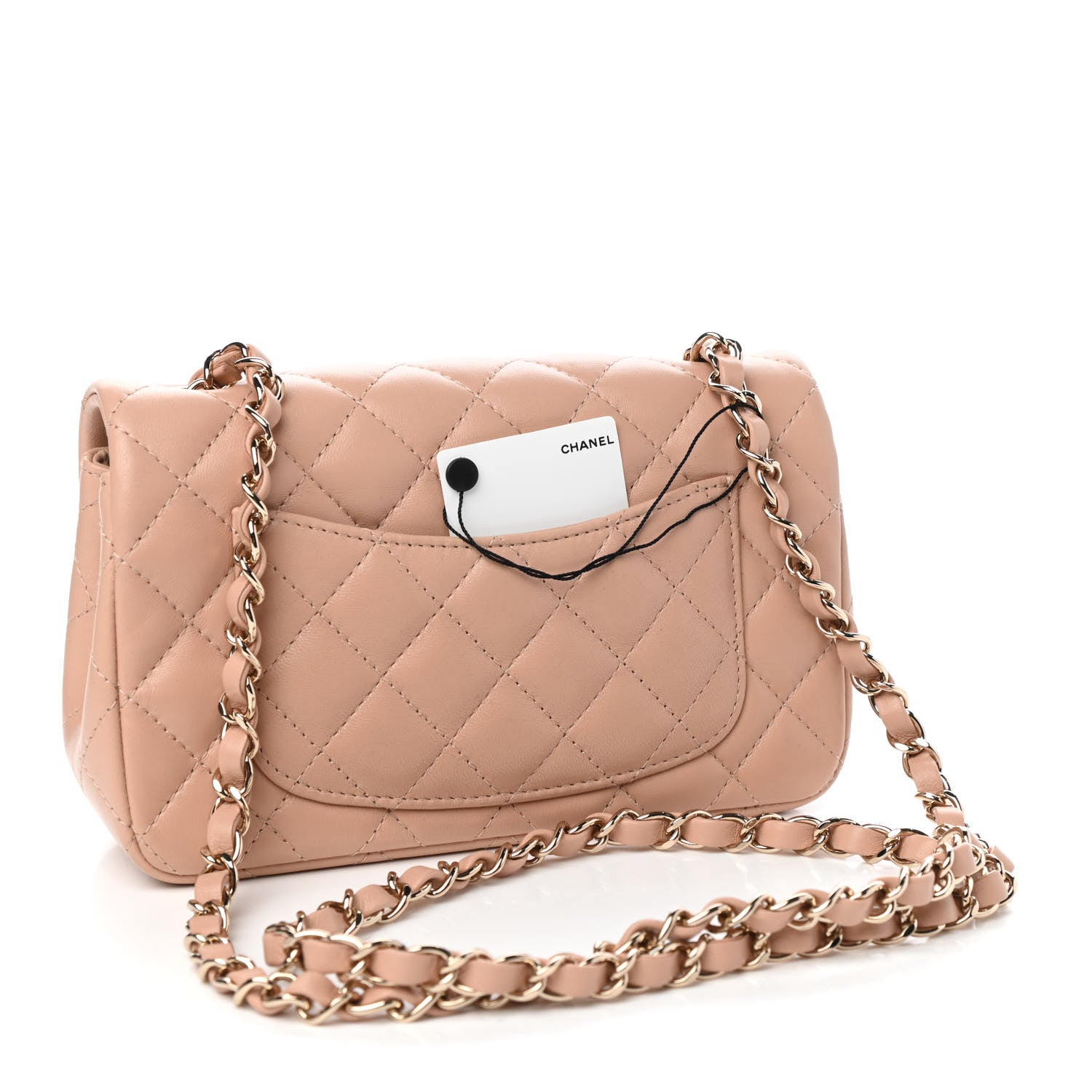 Chanel Lambskin Quilted Mini Rectangular Flap Beige 3 of 11