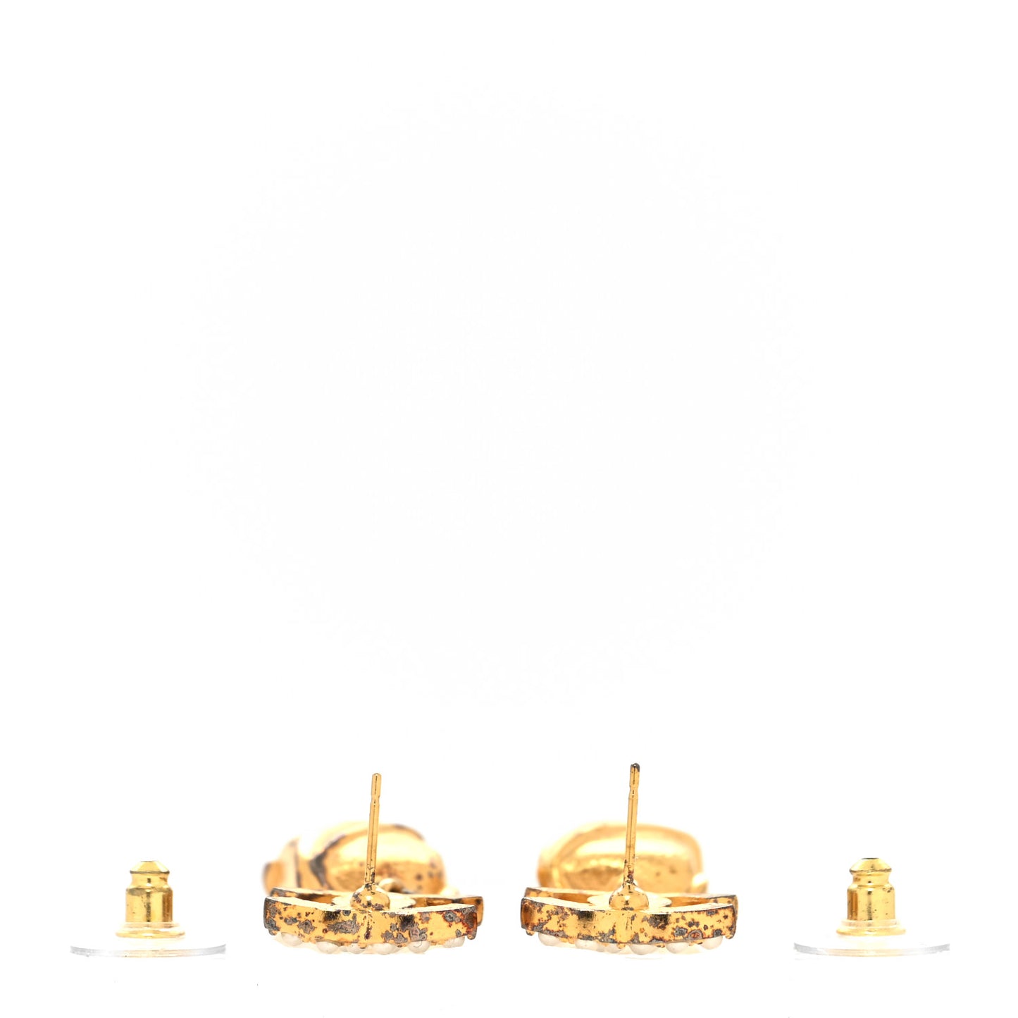 Metal Crystal Pearl CC Drop Earrings Gold Pink