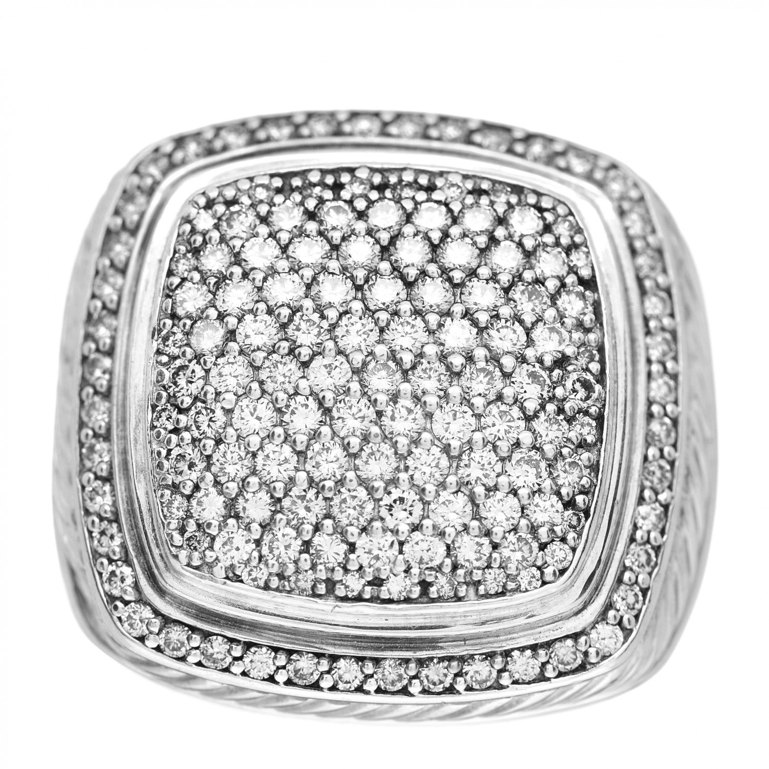 David Yurman Sterling Silver Diamond 20mm Albion Pave Statement Ring 64 10.75 1 of 5