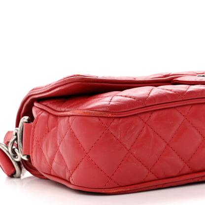 Chanel Crumpled Calfskin Quilted Small Casual Rock Flap Red 9 of 12