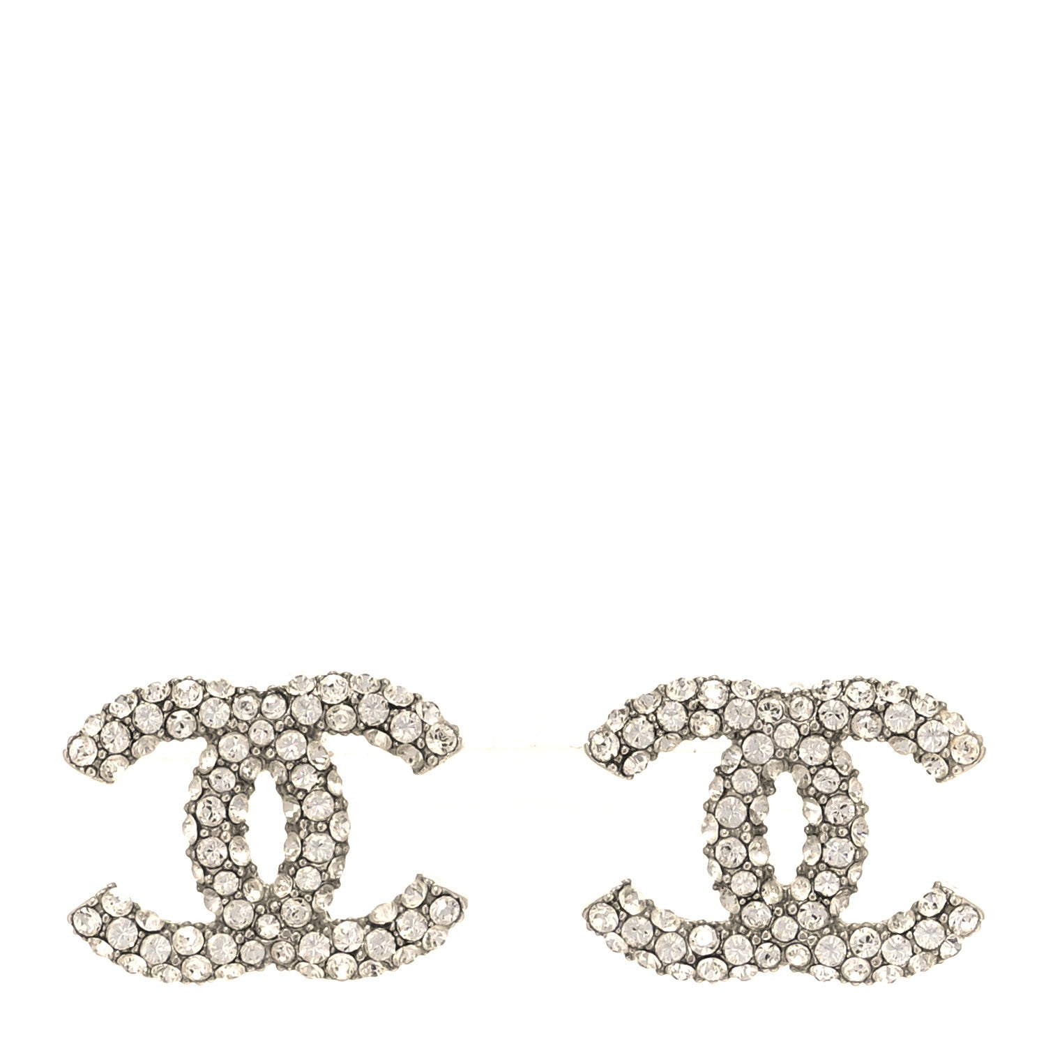 Chanel Crystal CC Earrings Silver 1 of 5