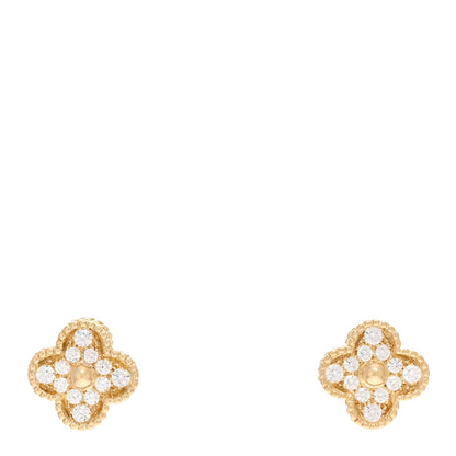 Van Cleef & Arpels 18K Yellow Gold Diamond Vintage Alhambra Earrings 1 of 4