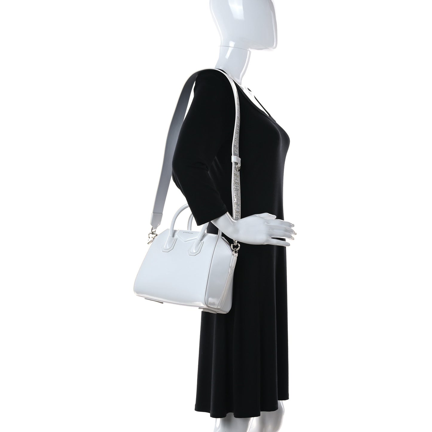 Patent Calfskin Perforated Mini 4G Antigona Ivory