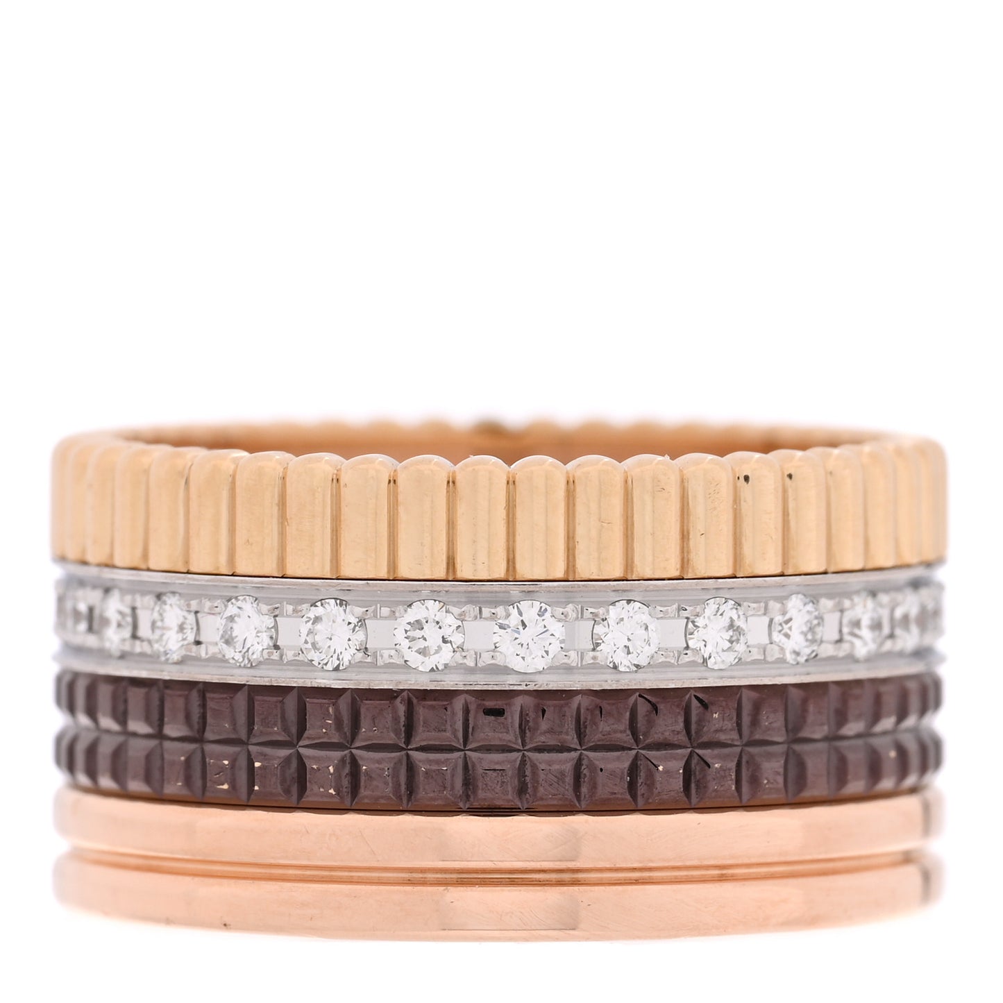 18K Pink Yellow White Gold Diamond PVD Large Quatre Classique Ring 58 8.25