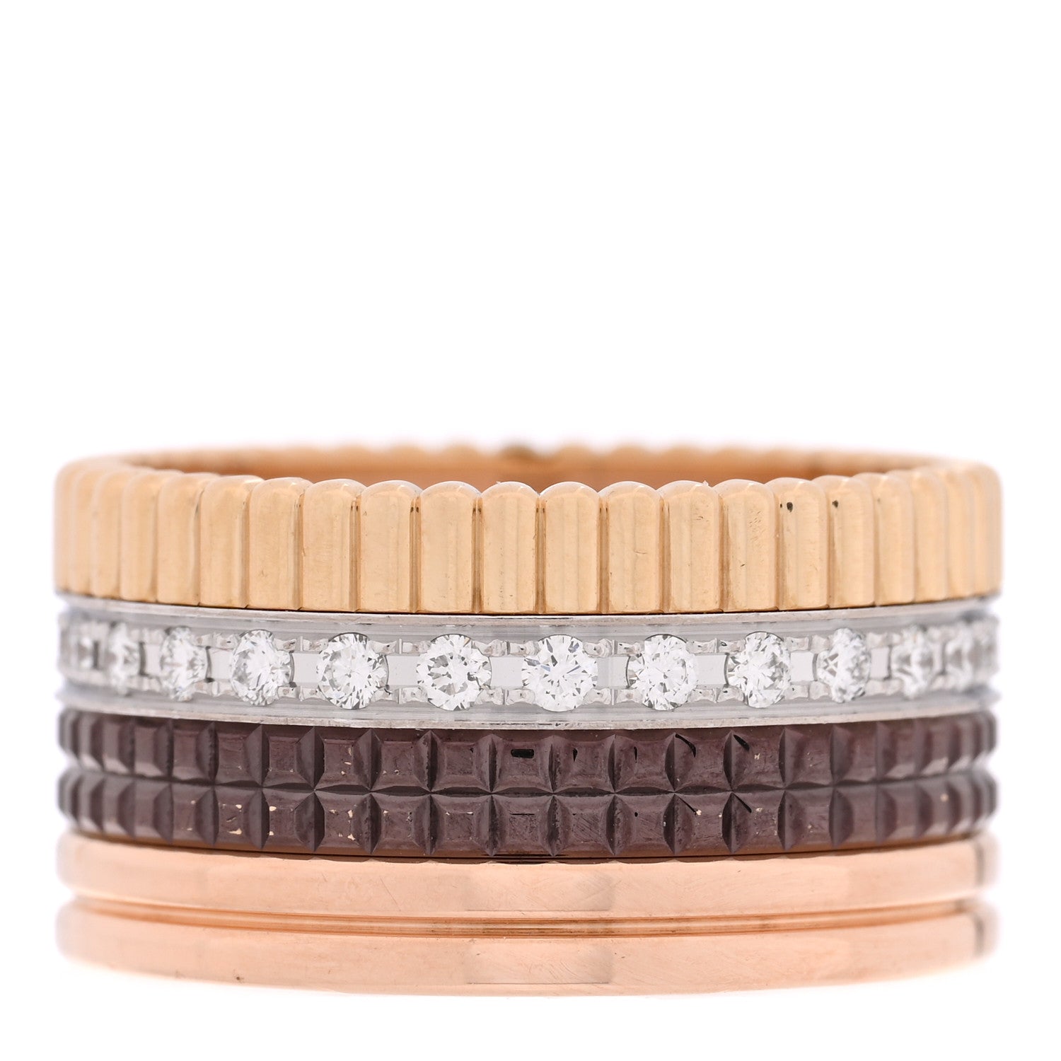 Boucheron 18K Pink Yellow White Gold Diamond PVD Large Quatre Classique Ring 58 8.25 3 of 5