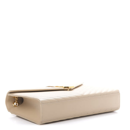 Saint Laurent Grain De Poudre Matelasse Chevron Large Monogram Satchel Nude Powder 4 of 11