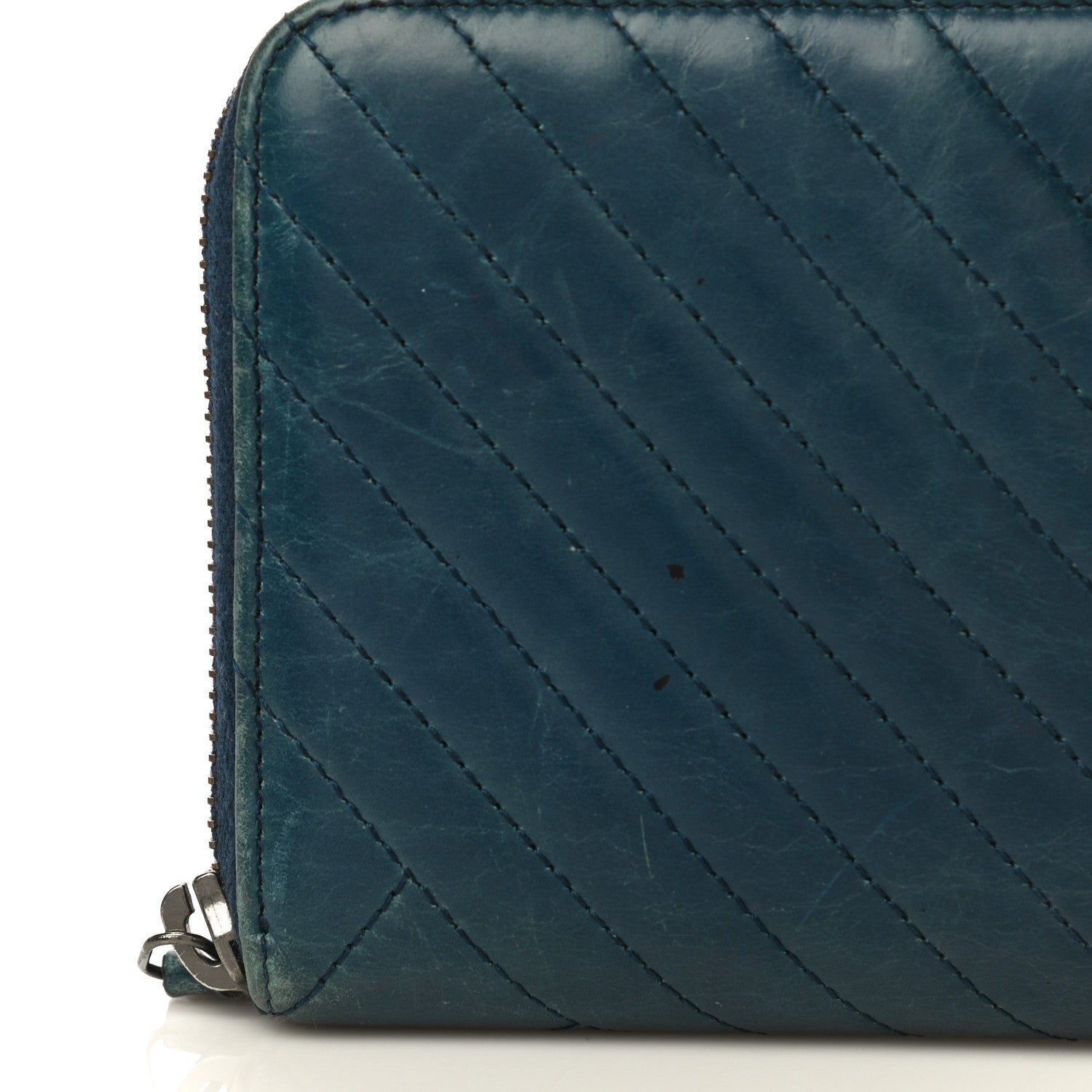 Chanel Glazed Calfskin Quilted Small Coco Boy Zip Around Wallet Blue 18 of 26