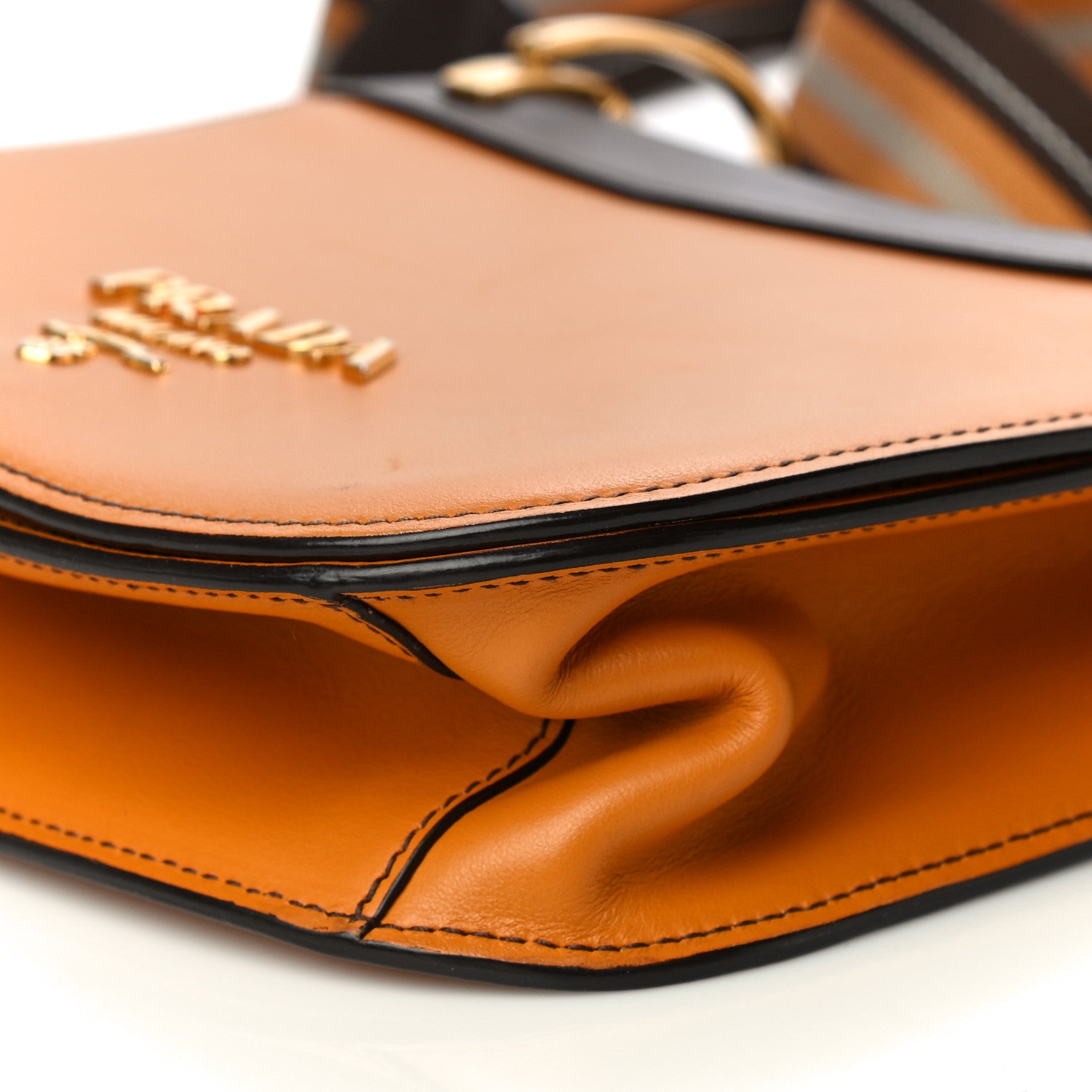 Prada City Calf Pionniere Saddle Bag Ocra Cocco 8 of 24