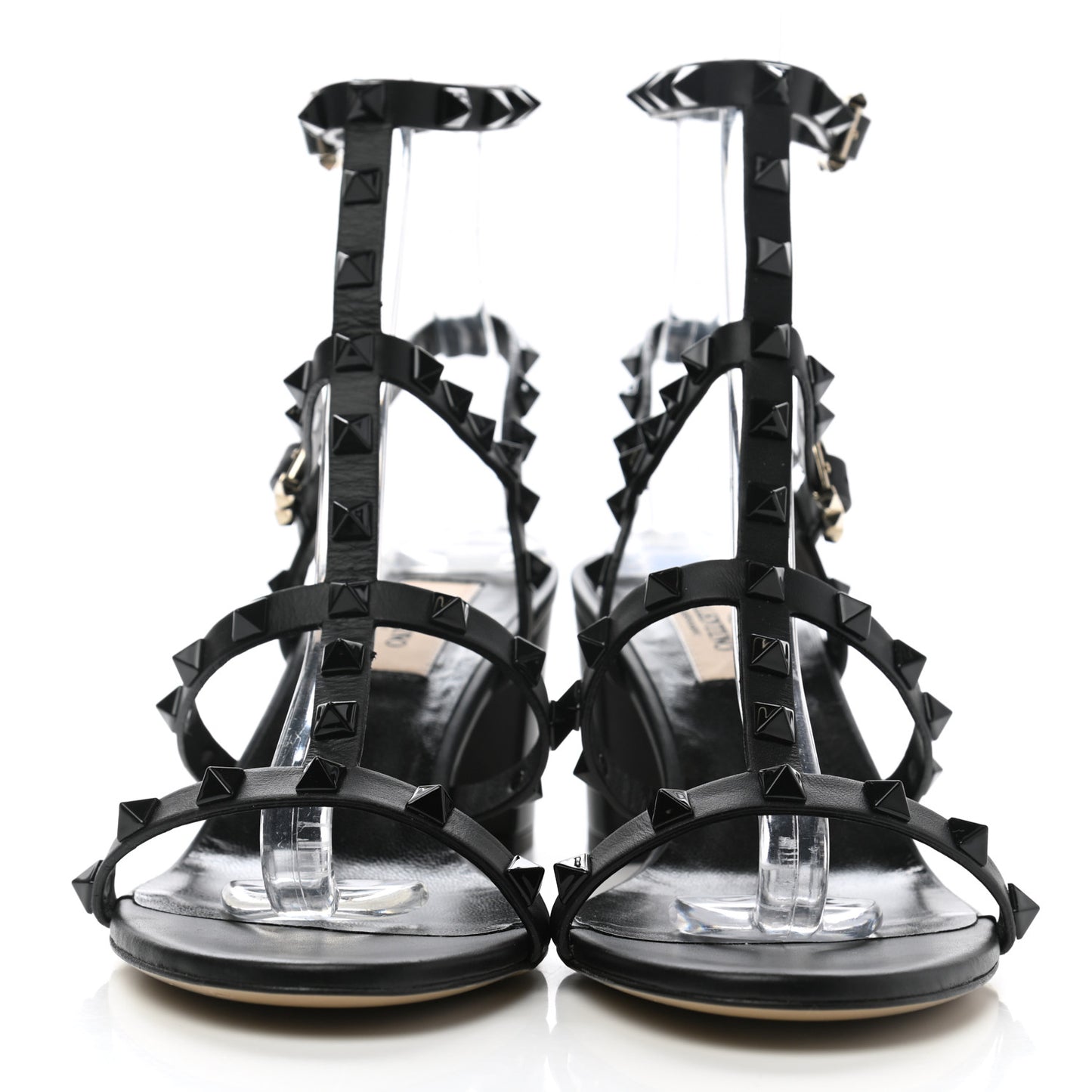Calfskin Rockstud 60mm City Sandals 38 Black